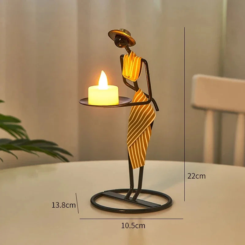 Rustic Human Figurine Candle Holder