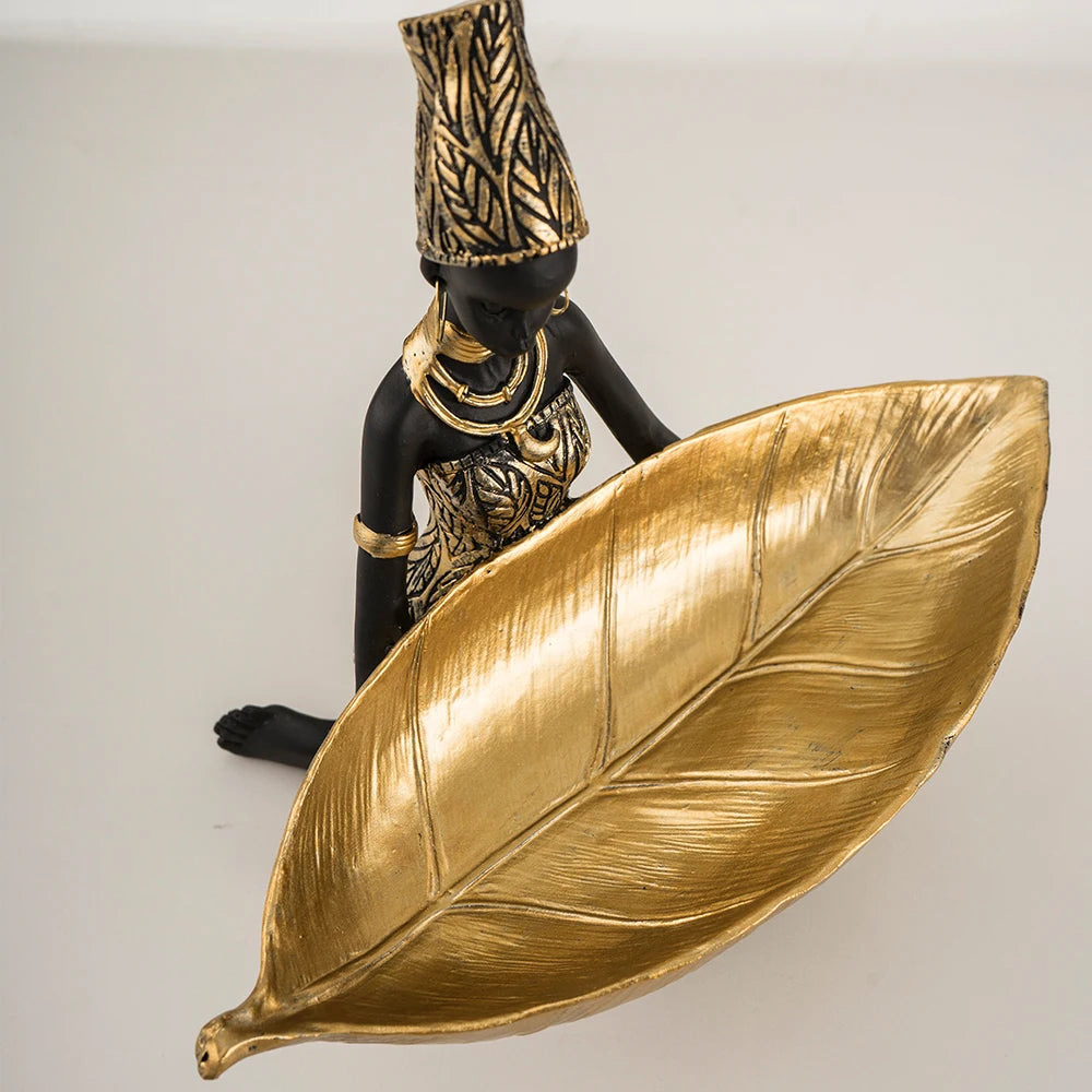 Elegant Black Woman Resin Tray – Modern Decorative Key Holder