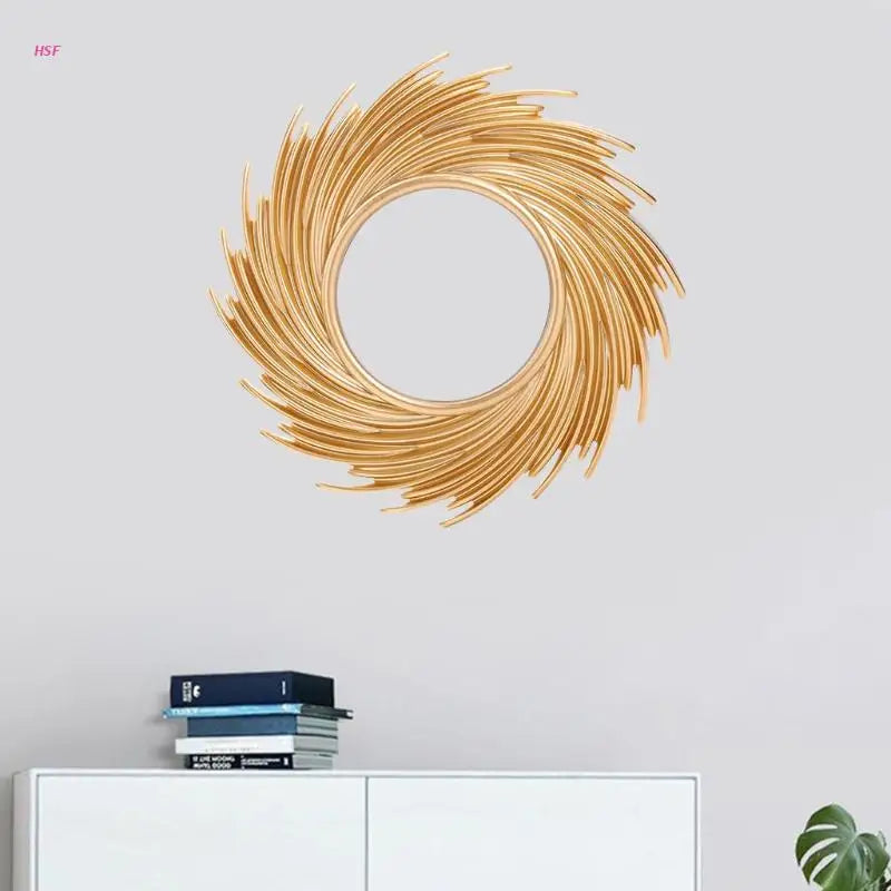 Sun Shape Rattan Wall Mirror