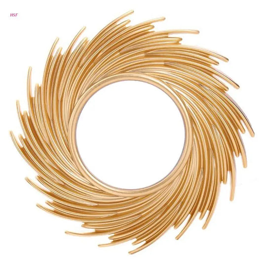 Sun Shape Rattan Wall Mirror