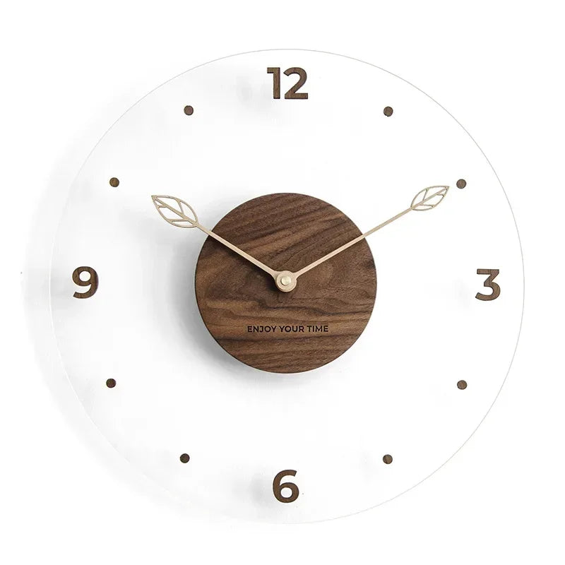 Decorative Transparent Wall Clock - Leaf Hands