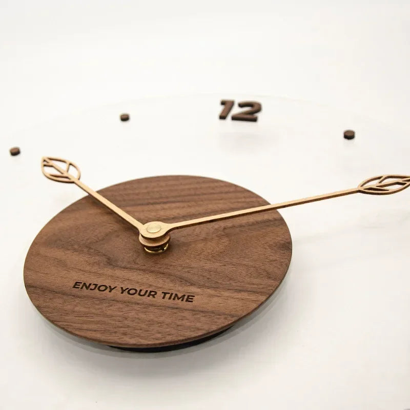 Decorative Transparent Wall Clock - Leaf Hands