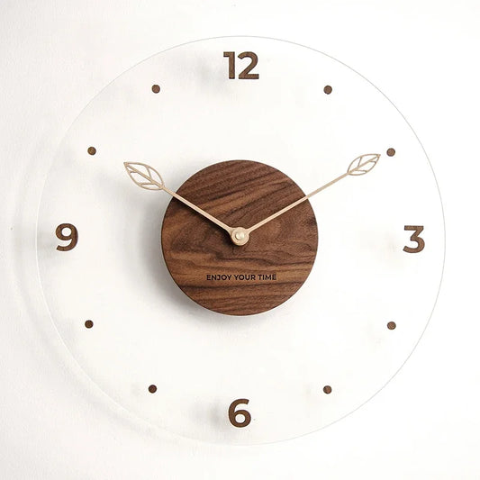 Decorative Transparent Wall Clock - Leaf Hands